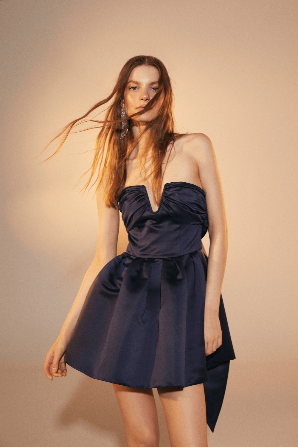 Nazlı Ceren-Miro Straplez Mini Elbise Midnight Blue-Elbise-2-milagron.live