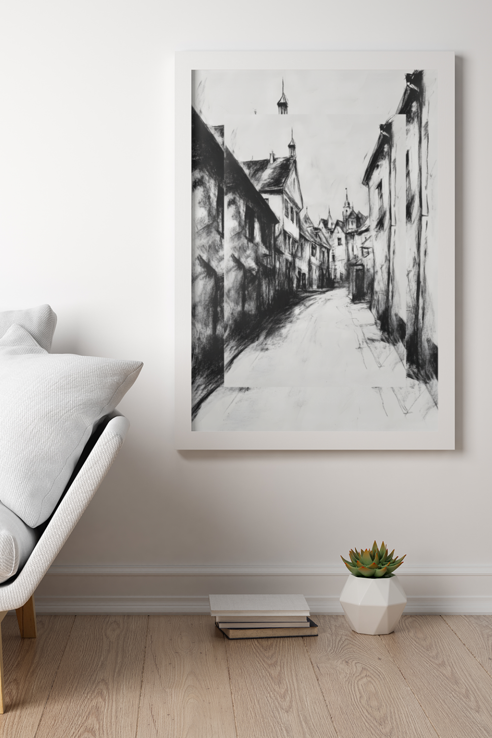 Nord Design-Kara Kalem Seri̇si̇ Çerçeveli̇ Tablo - Cadde 2-Tablo-1-milagron.live