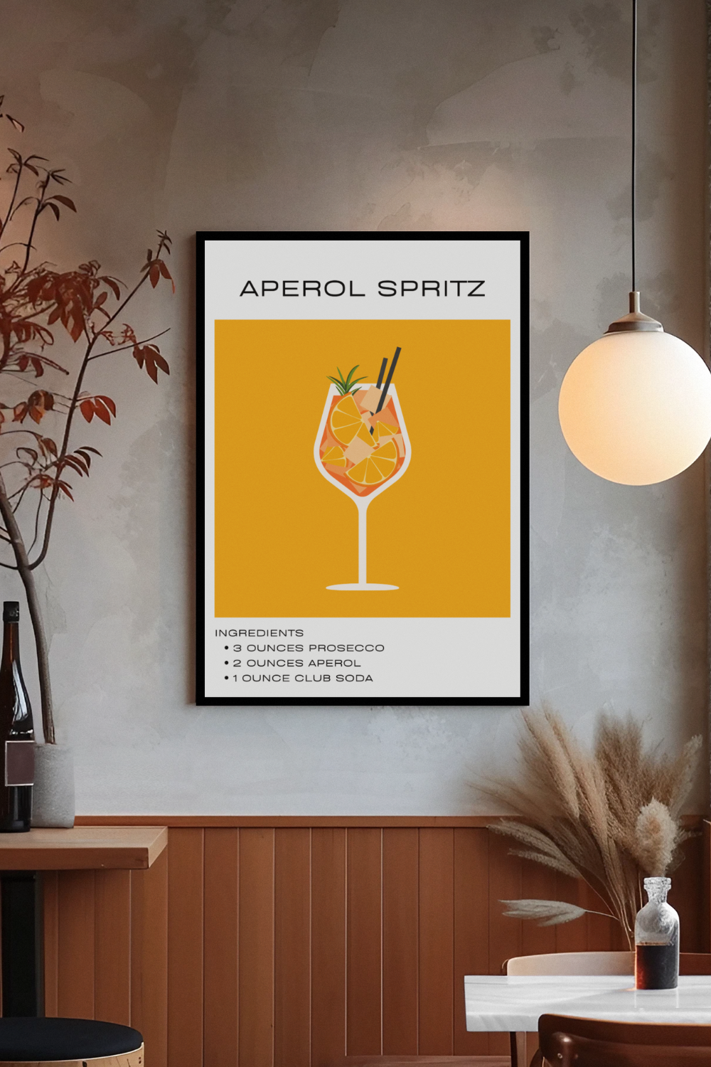 Nord Design-Kokteyl Serisi Çerçeveli Tablo - Aperol-Tablo-2-milagron.live