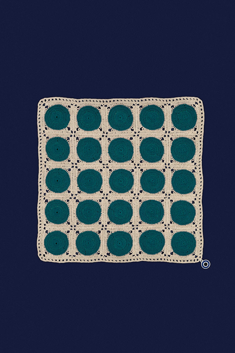 OHM Handmade-Bej Yeşil Dots El İşi Dantel Örtü-Dantel Örtüler-1-milagron.live