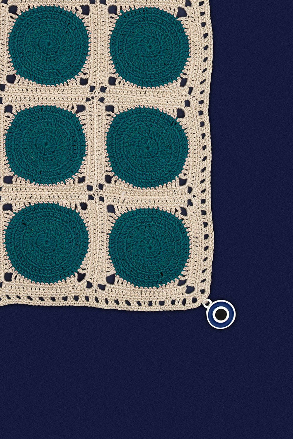 OHM Handmade-Bej Yeşil Dots El İşi Dantel Örtü-Dantel Örtüler-2-milagron.live