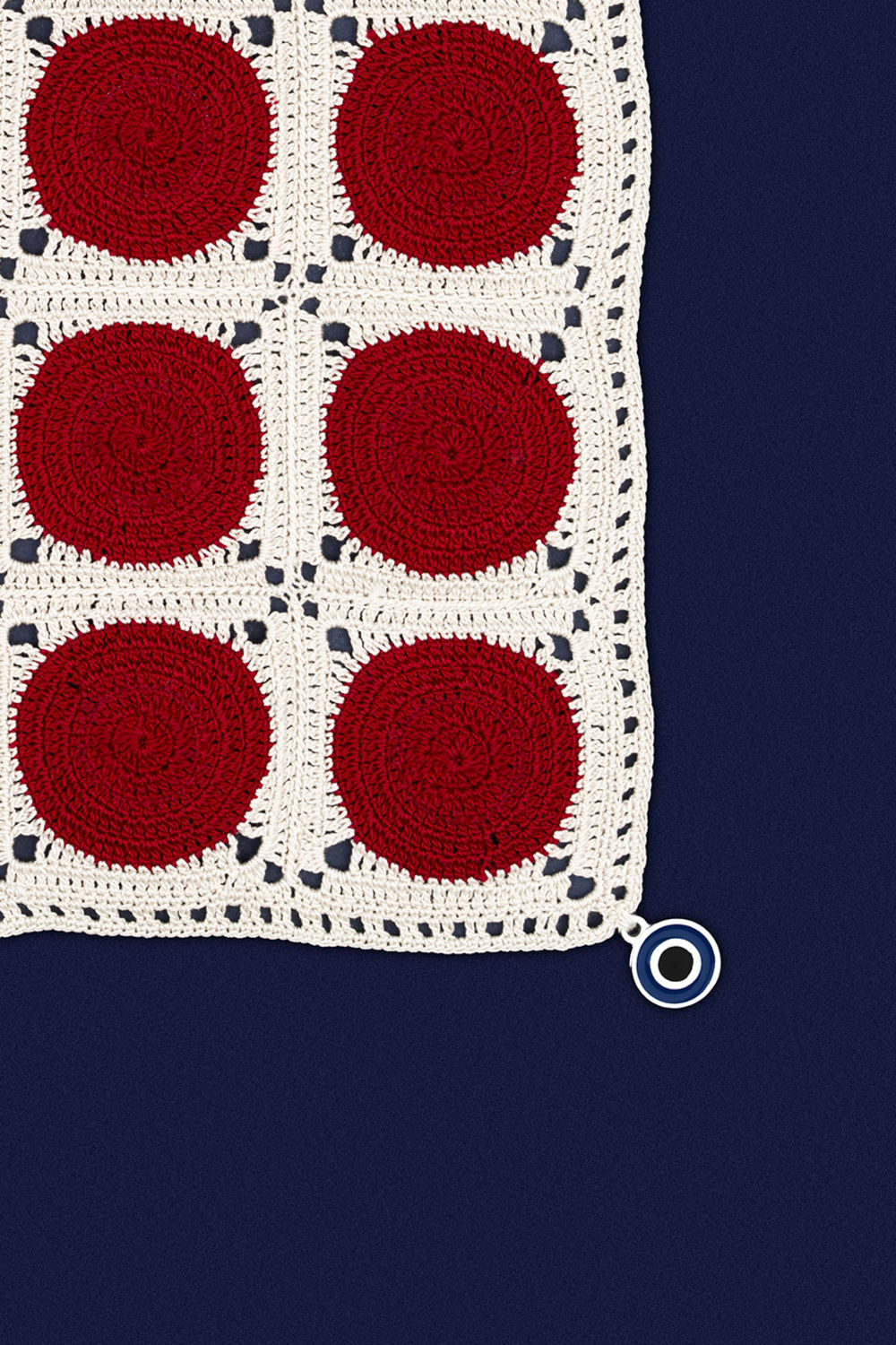 OHM Handmade-Krem Kırmızı Dots El İşi Dantel Örtü-Dantel Örtüler-2-milagron.live