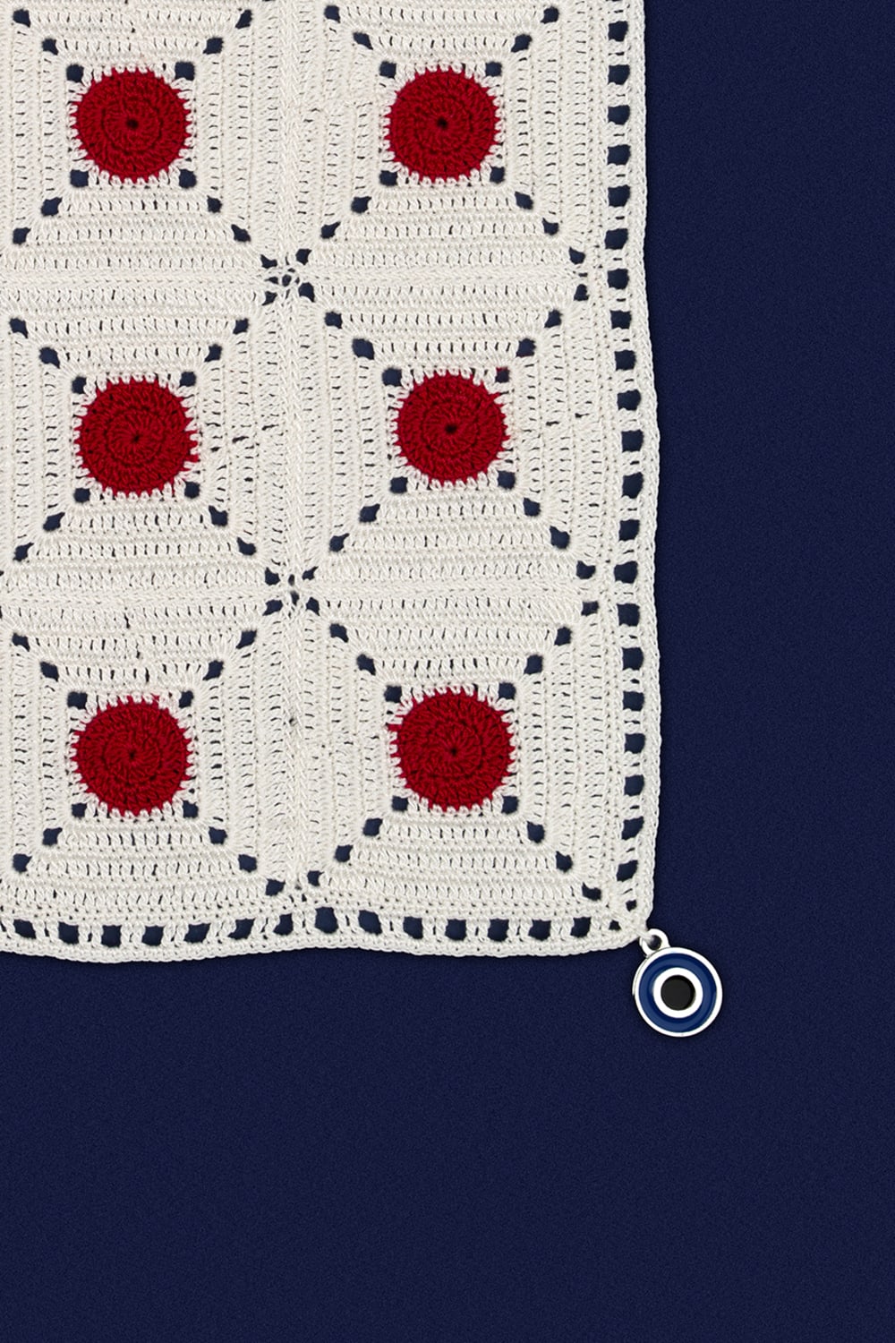 OHM Handmade-Krem Kırmızı Tiny Dots El İşi Dantel Örtü-Dantel Örtüler-2-milagron.live