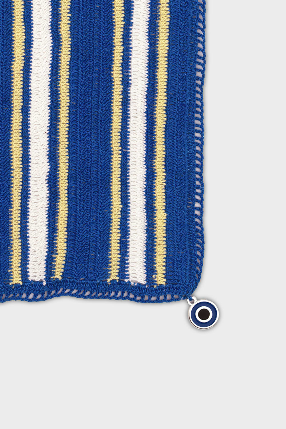 OHM Handmade-Mavi Sarı Krem Stripes El İşi Dantel Örtü-Dantel Örtüler-2-milagron.live