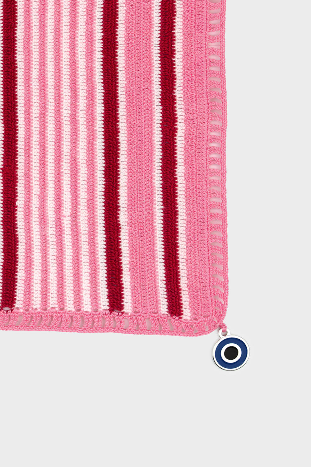 OHM Handmade-Pembe Beyaz Kırmızı Multi Stripes El İşi Dantel Örtü-Dantel Örtüler-2-milagron.live
