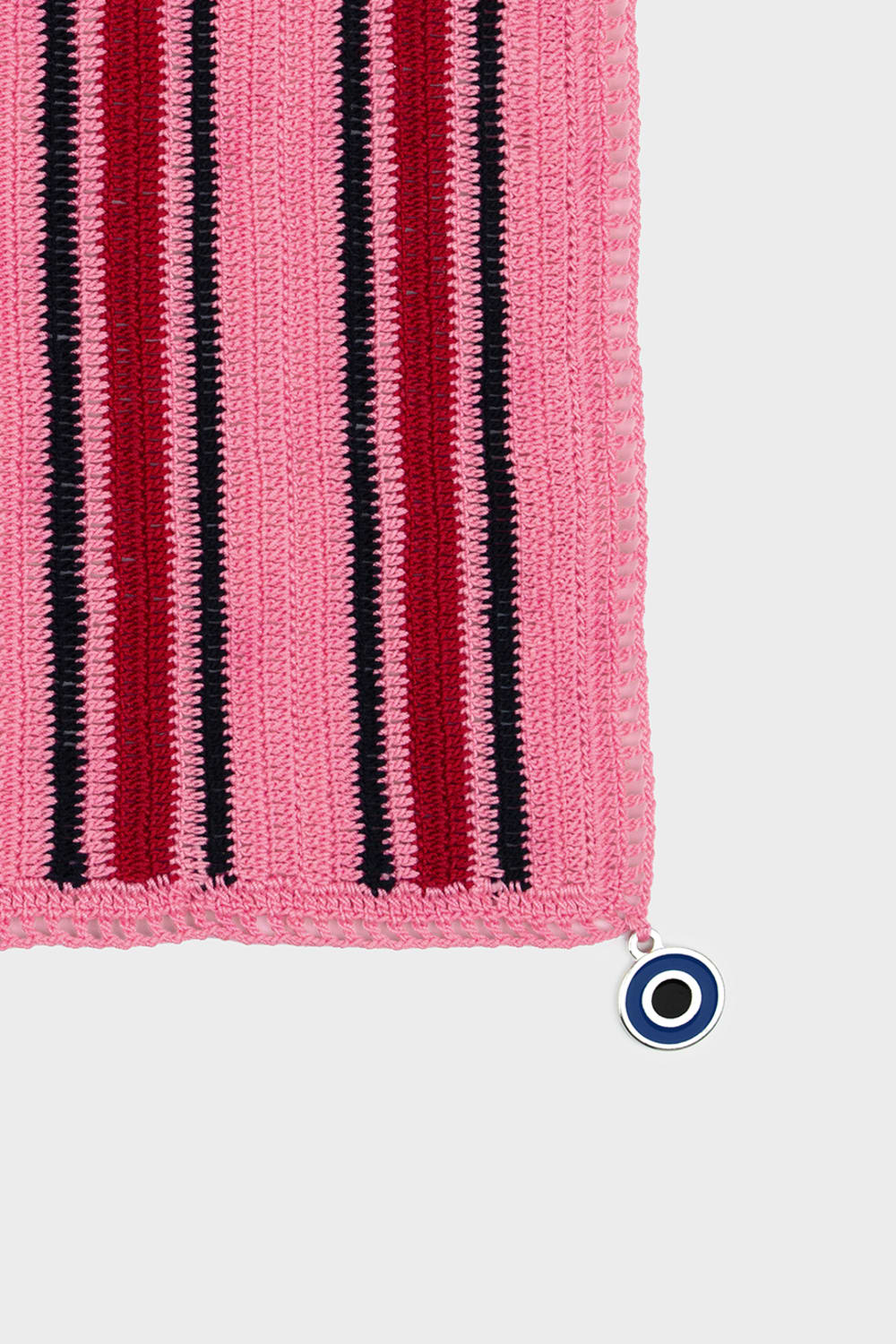 OHM Handmade-Pembe Siyah Kırmızı Stripes El İşi Dantel Örtü-Dantel Örtüler-2-milagron.live