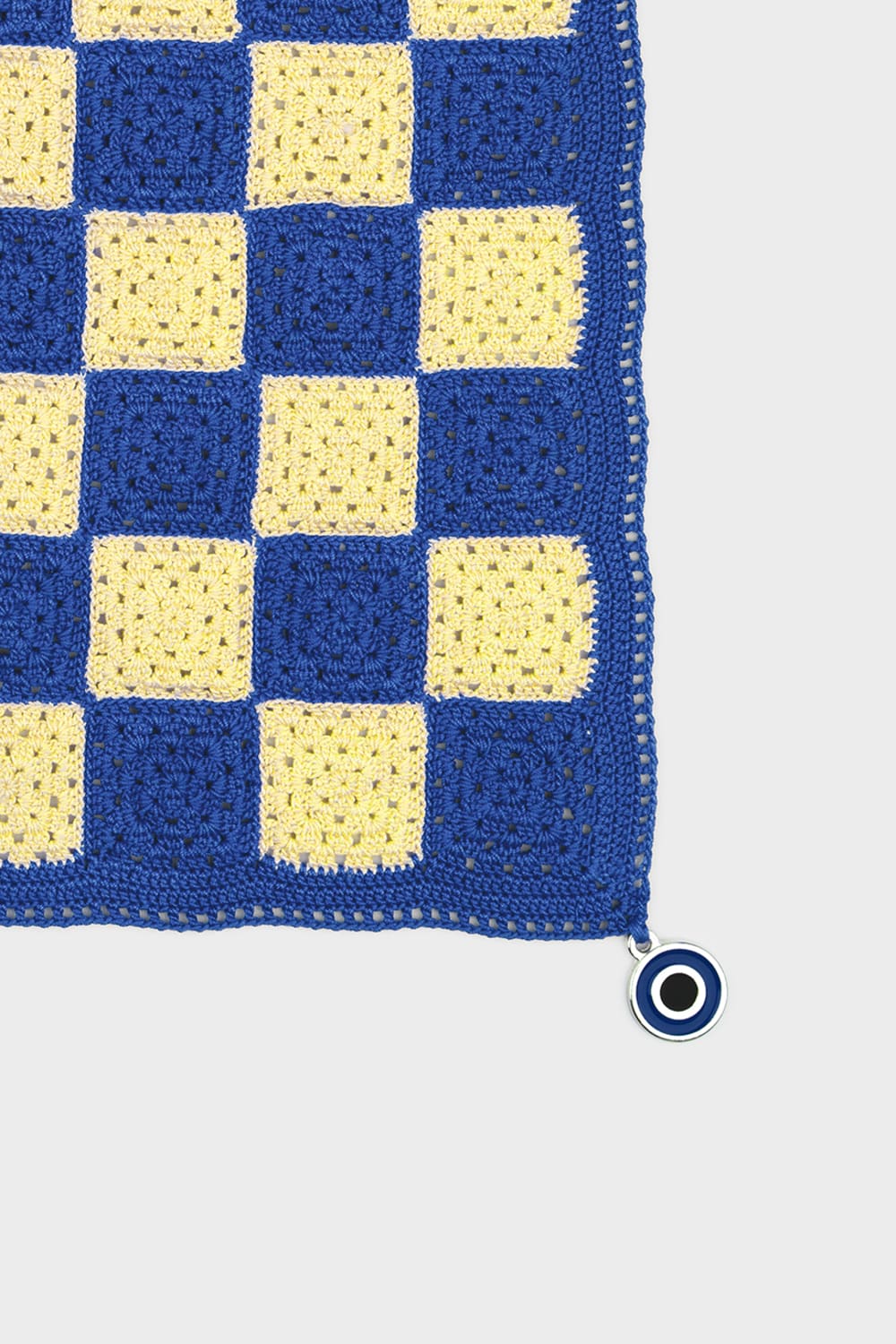 OHM Handmade-Sarı Mavi Checkered El İşi Dantel Örtü-Dantel Örtüler-2-milagron.live