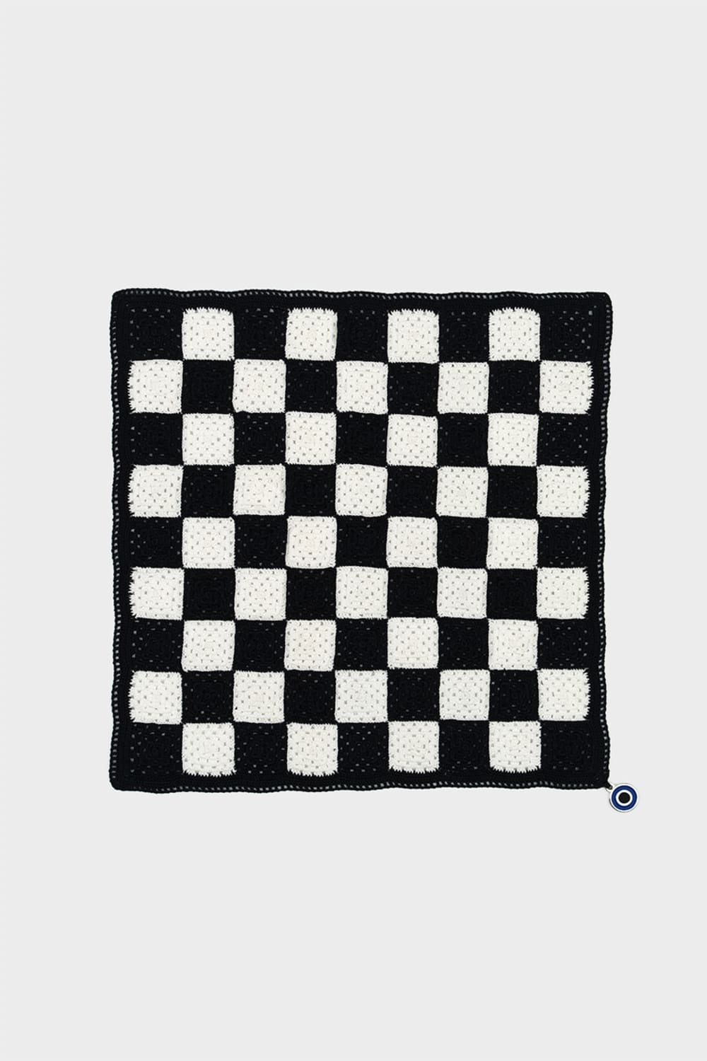 OHM Handmade-Siyah Beyaz Checkered El İşi Dantel Örtü-Dantel Örtüler-1-milagron.live