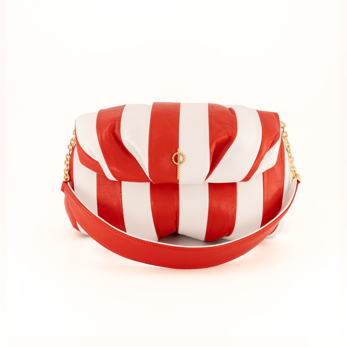 Otrera-Striped Leda Red-Clutch-4-milagron.live