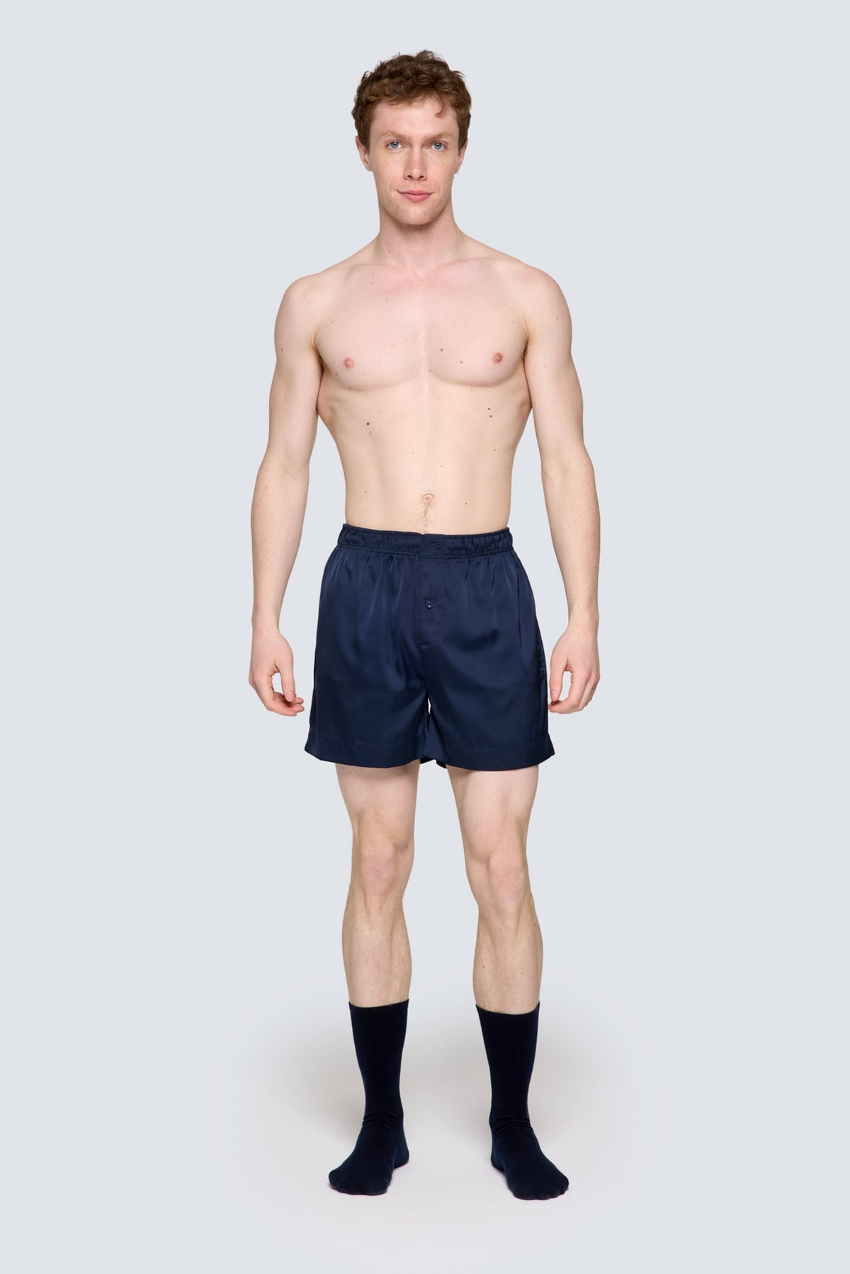 Erkek Saten Şort - Silky Navy