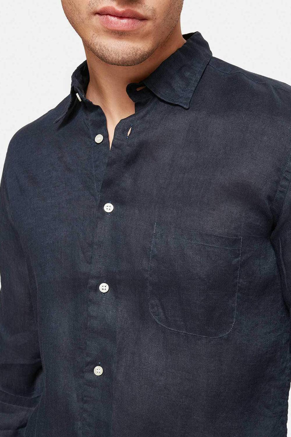Peninsula-Art Linen Shirt Italian Collar Stromboli-Gömlek-2-milagron.live