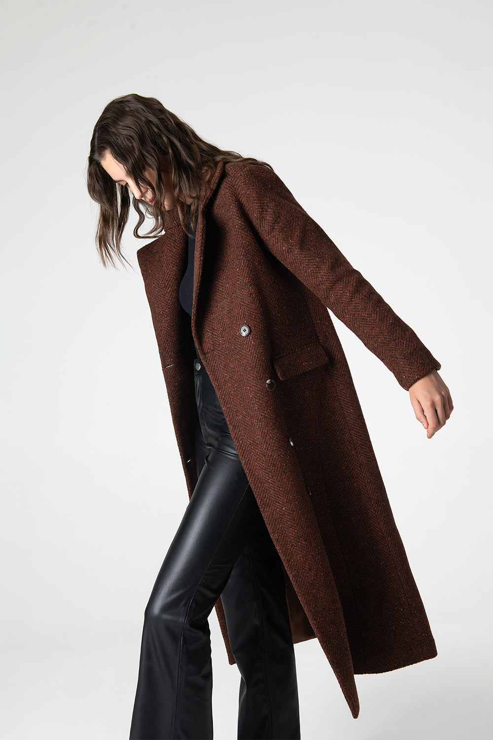 Peploum-Adele Herringbone Coat-Kaban-3-milagron.live