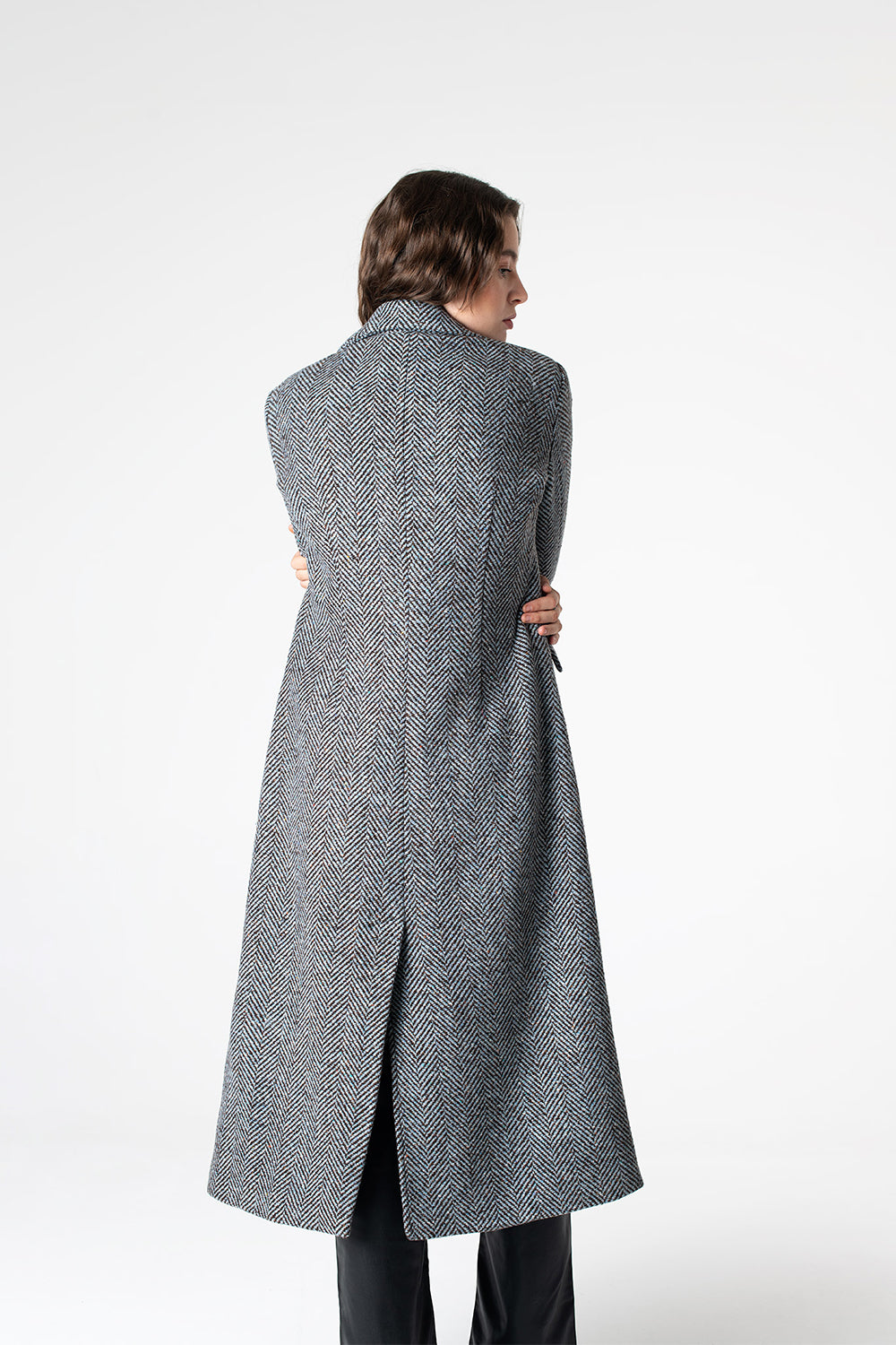 Peploum-Adele Herringbone Coat-Kaban-4-milagron.live