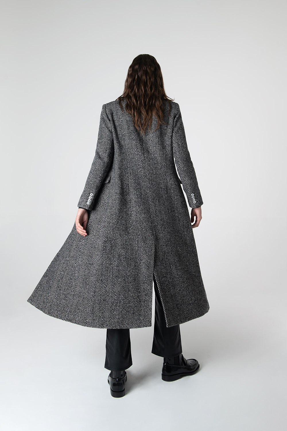 Peploum-Adele Herringbone Coat-Kaban-4-milagron.live