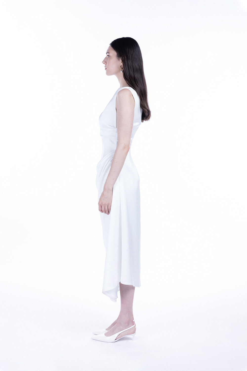 Peploum-Amor Draped Sateen Dress-Elbise-4-milagron.live