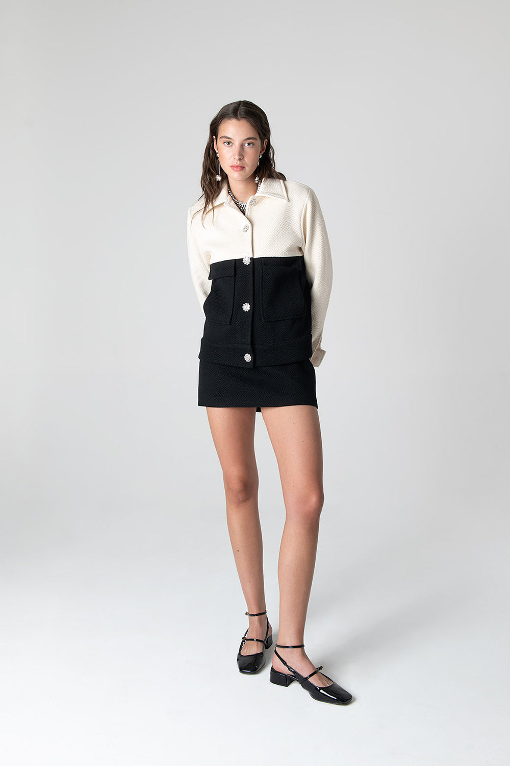 Peploum-Anne Bouny Contrast Weaving Skirt-Etek-4-milagron.live