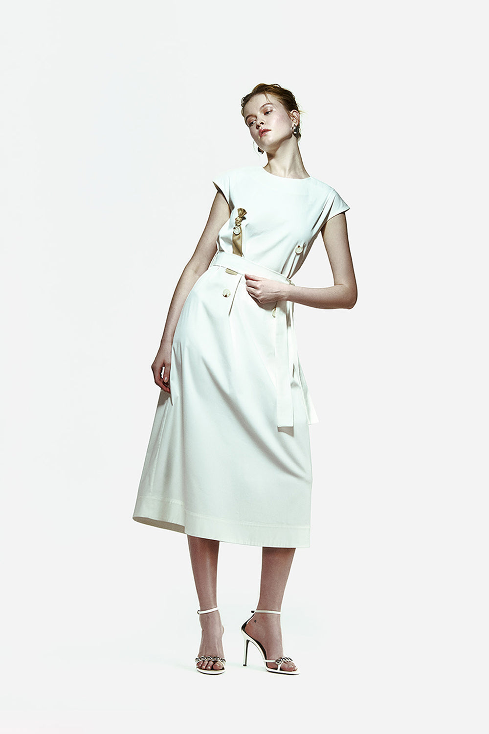 Peploum-Isogi Dress With Button-Elbise-2-milagron.live