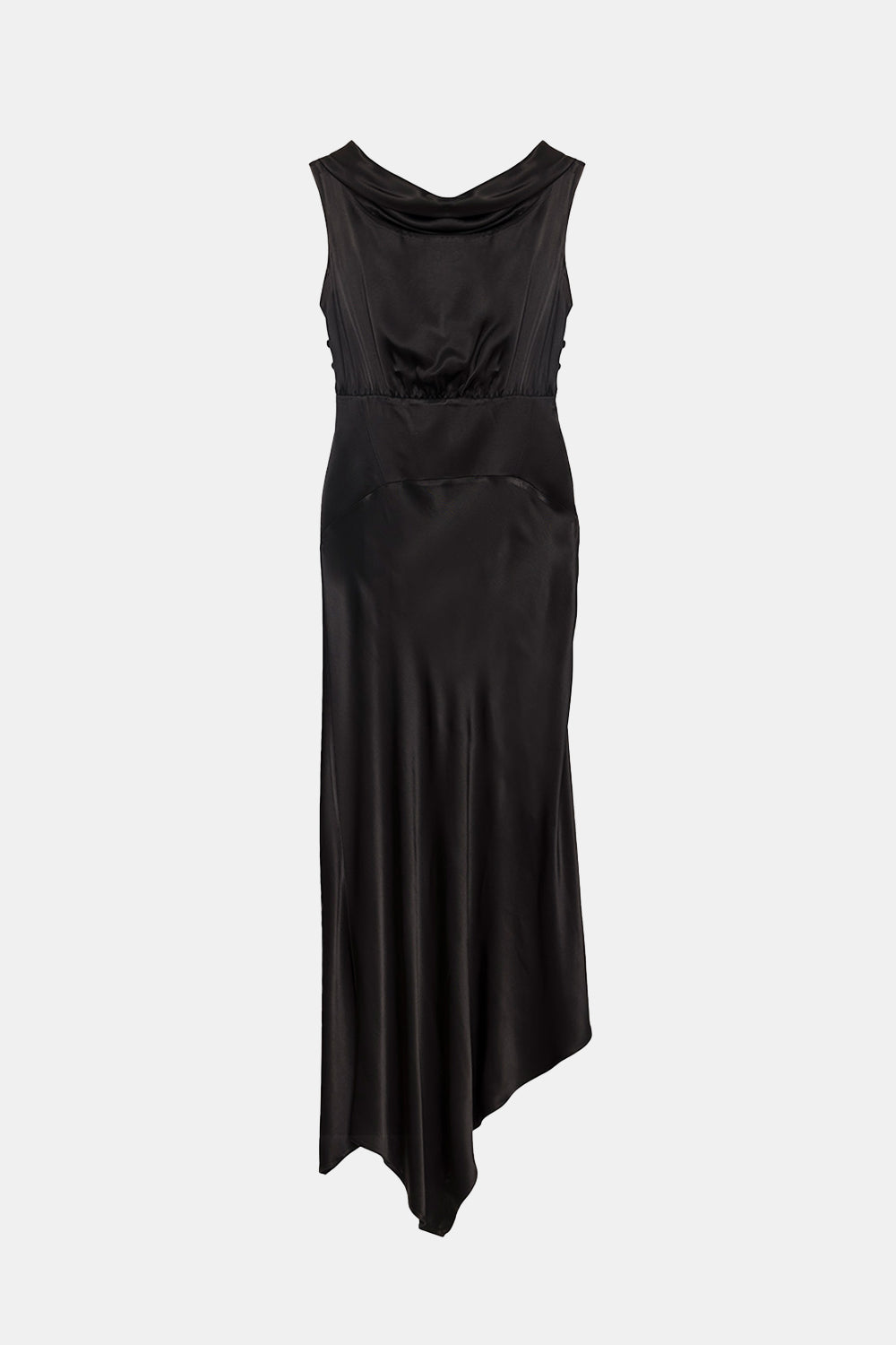 Peploum-Lea Folded Neckline Sateen Dress-Elbise-6-milagron.live