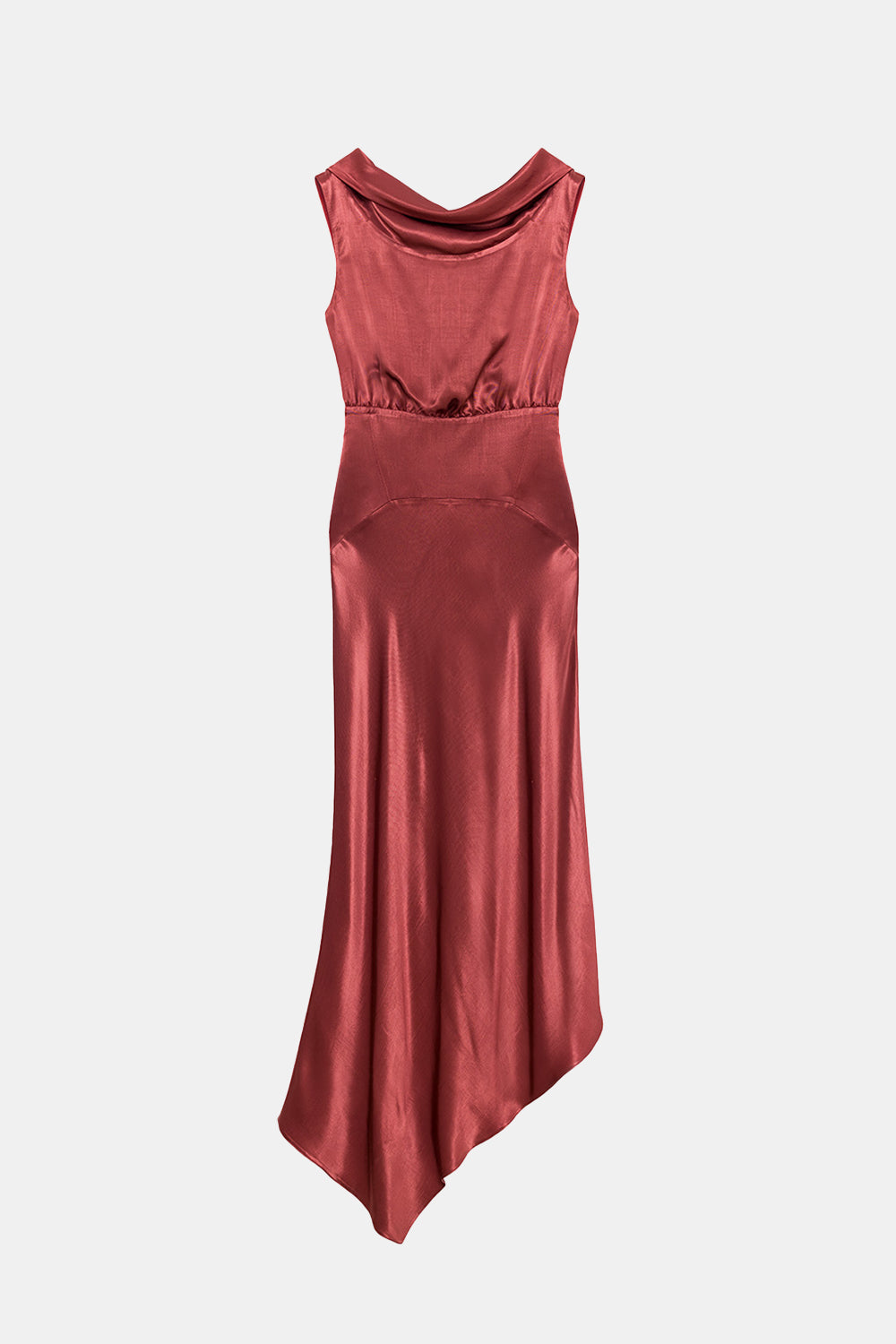 Peploum-Lea Folded Neckline Sateen Dress-Elbise-6-milagron.live