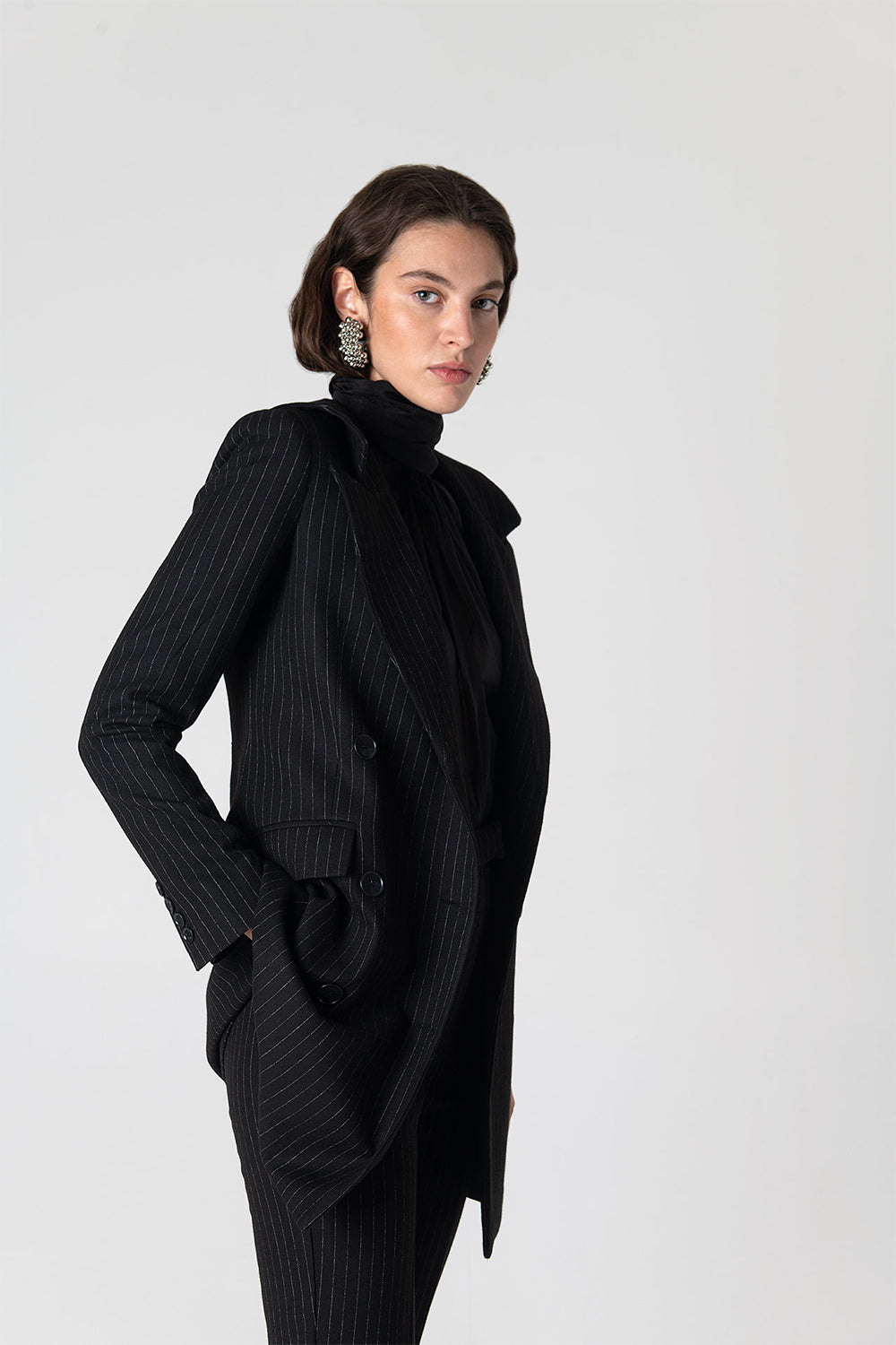 Peploum-Mary Lacy Pinstripe Jacket-Ceket-1-milagron.live