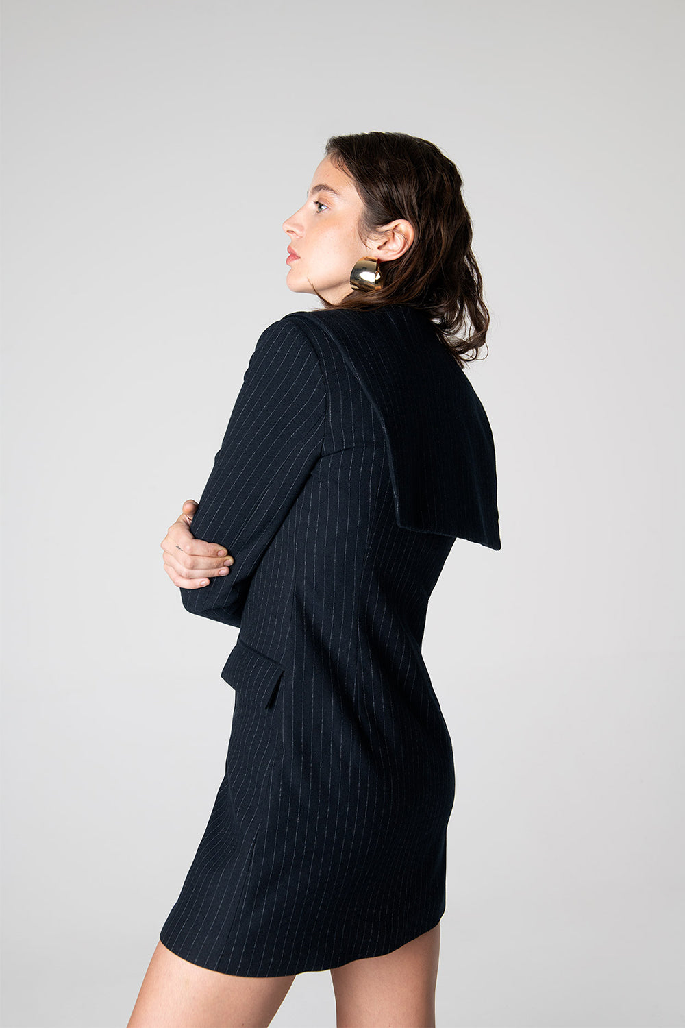 Peploum-Mary Lacy Pinstripe Jacket-Ceket-3-milagron.live
