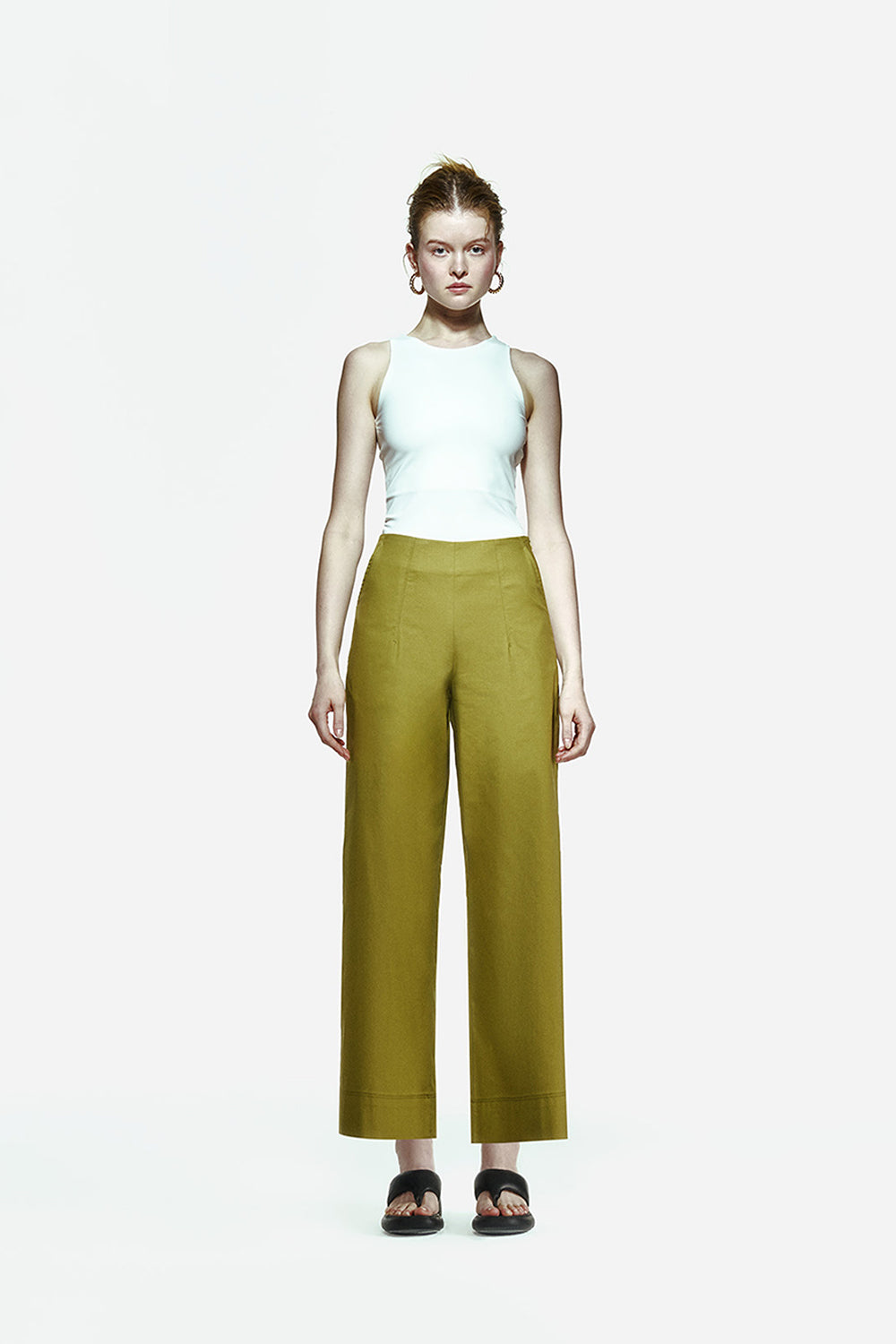 Peploum-Nomi Trousers In Moss Green-Pantolon-1-milagron.live