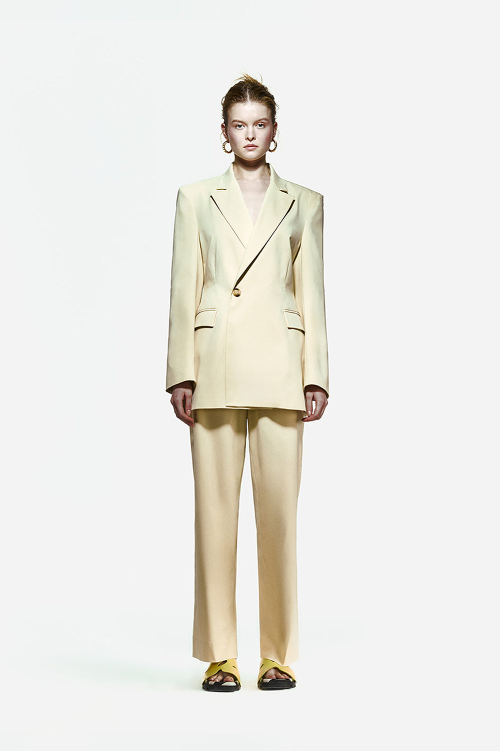 Peploum-Toba Jacket In Eggnog Yellow-Ceket-1-milagron.live