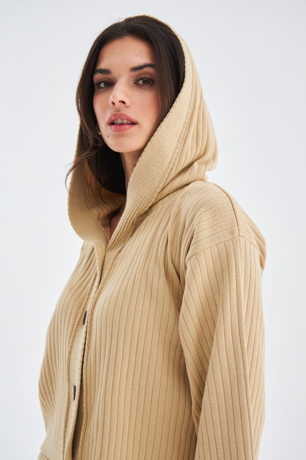 Peraluna-Mujo Cardigan & Shorts %100 Pamuk Kadın Triko Şort Takım-Şort-13-milagron.live