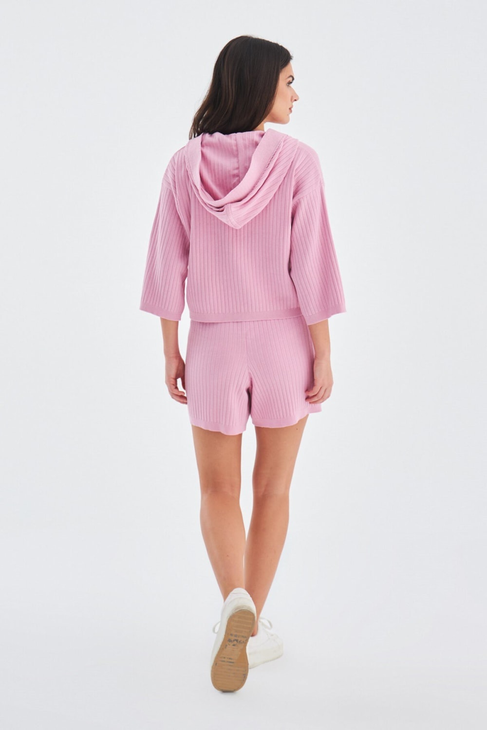 Peraluna-Mujo Cardigan & Shorts %100 Pamuk Kadın Triko Şort Takım-Şort-8-milagron.live