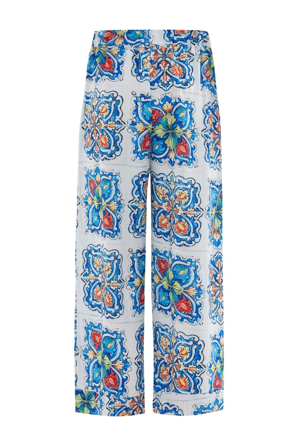 Peraluna-Ri̇a Trouser Çini Desenli Bol Kesim Yazlık Saten Kadın Pantolon-Pantolon-9-milagron.live