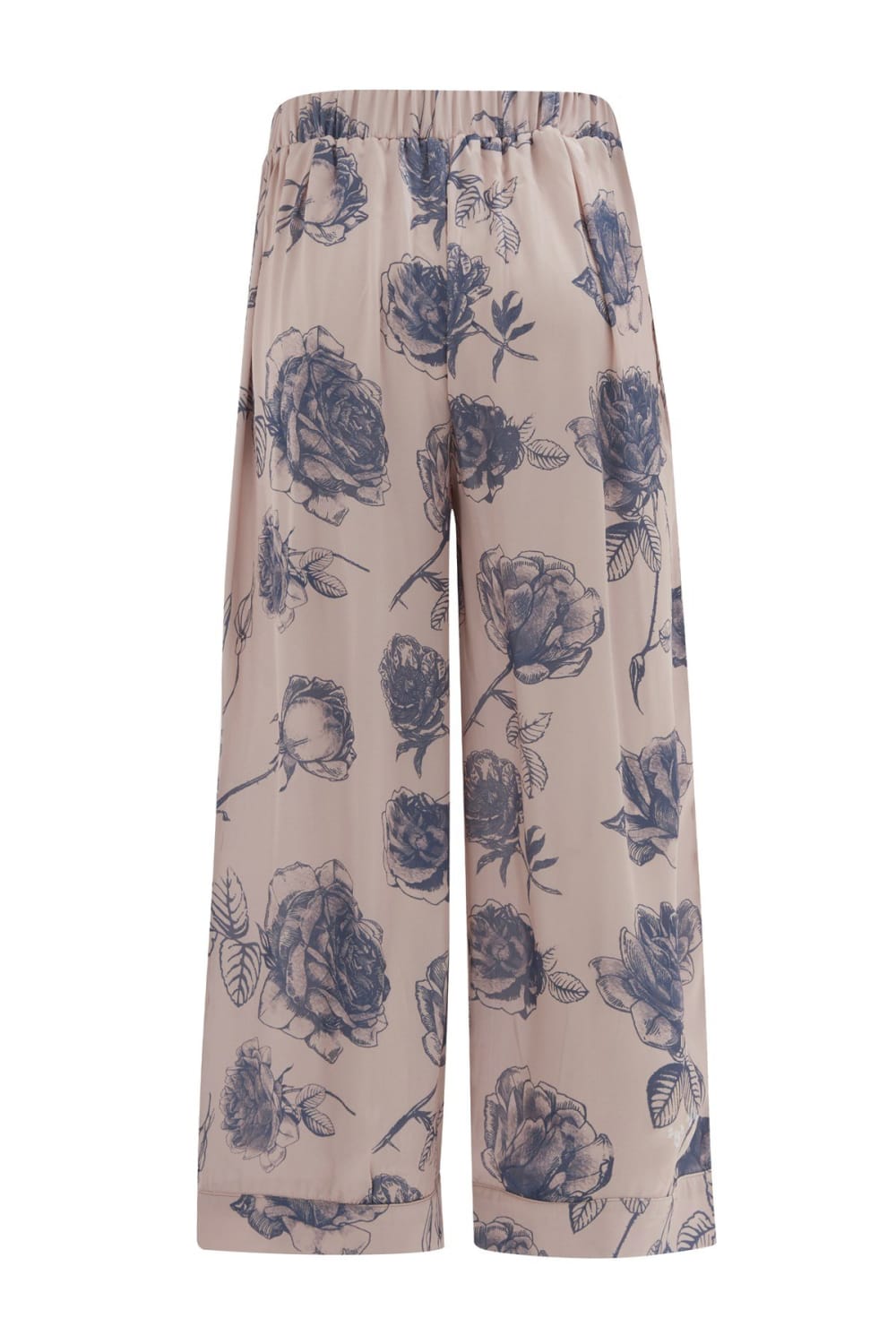 Peraluna-Rosa Trouser Gül Desenli Cepli Saten Kadın Pantolon Koyu-Pantolon-4-milagron.live