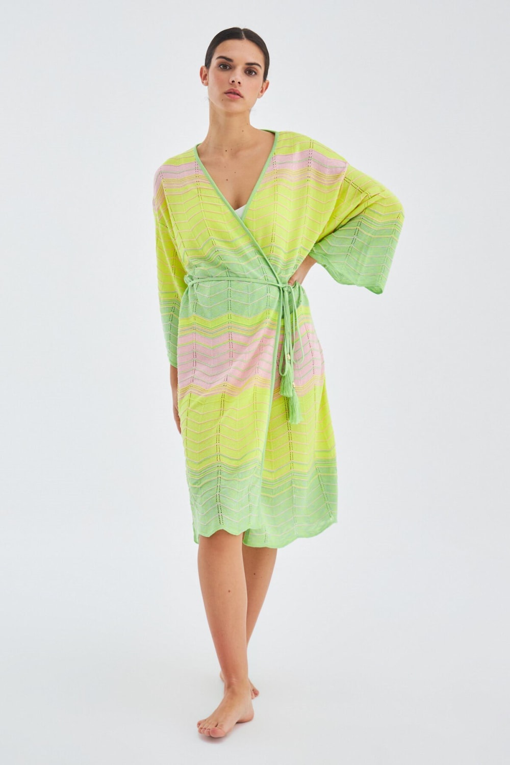 Peraluna-Sakura Çan Kollu Viskonlu Yazlık Kadın Triko Kimono-Kimono-3-milagron.live