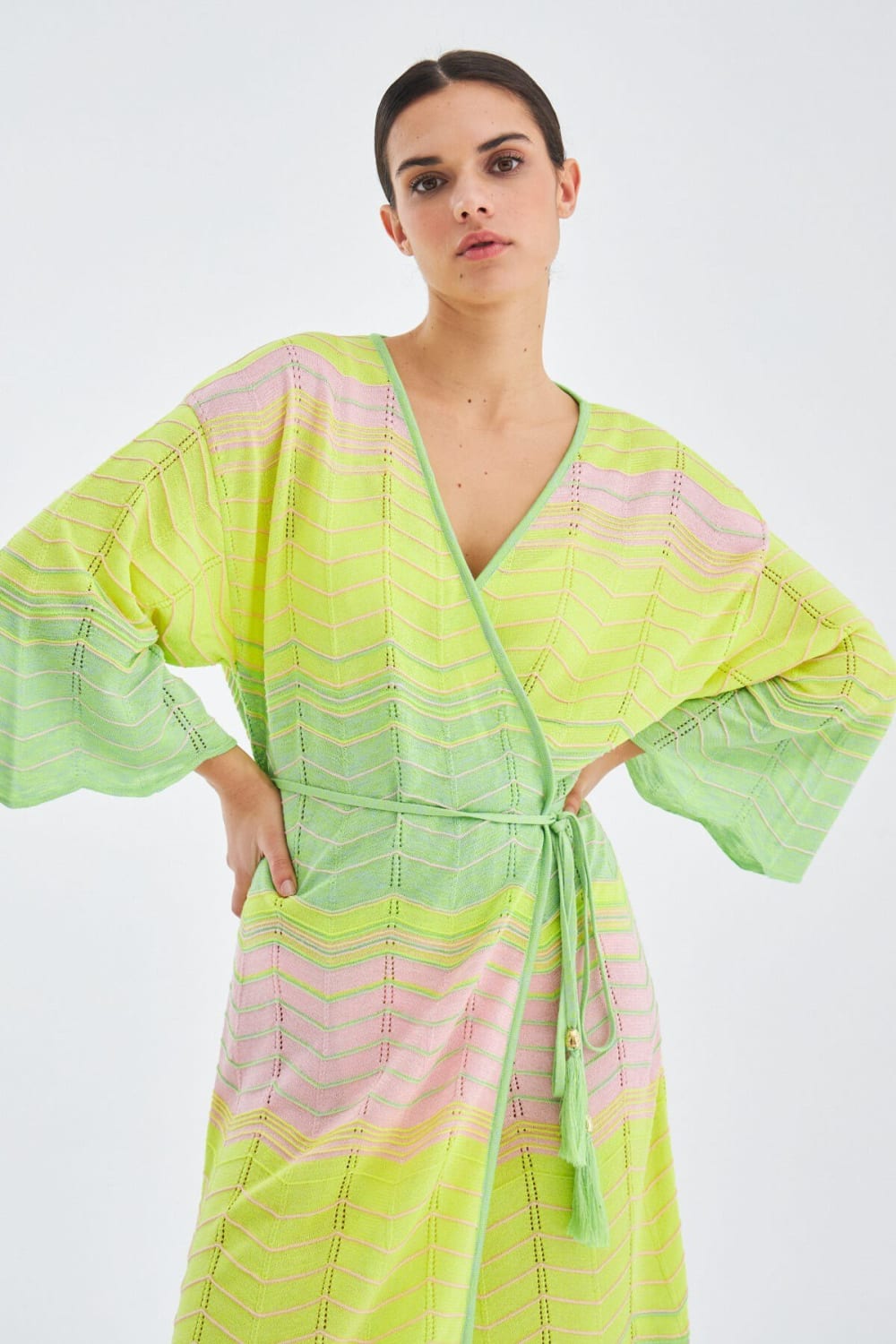 Peraluna-Sakura Çan Kollu Viskonlu Yazlık Kadın Triko Kimono-Kimono-8-milagron.live