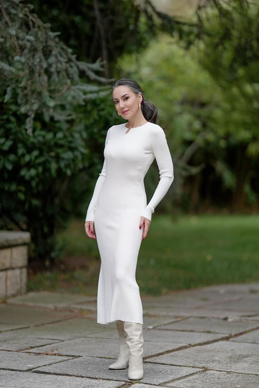 Peraluna-Styleboom X Dorset Dress Toka Detaylı Ribana Örgü Midi Kadın Triko Elbise-Elbise-16-milagron.live