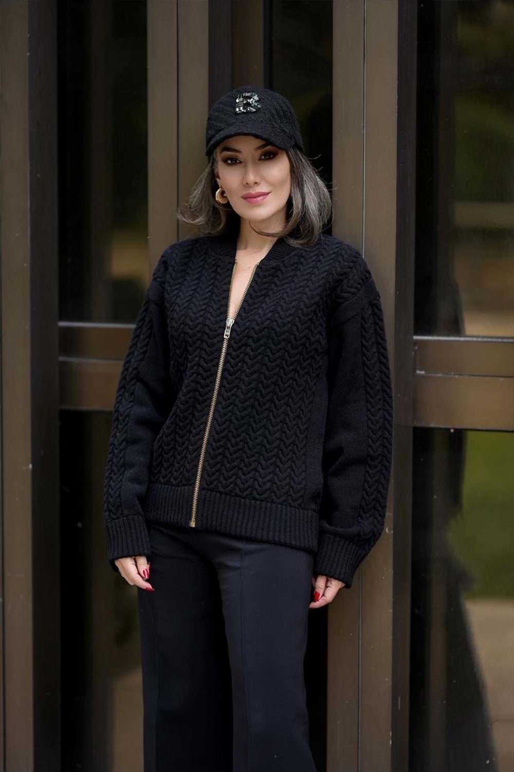 Peraluna-Styleboom X Dover Bomber Jacket Saç örgü Triko Bomber Kadın Triko Ceket-Ceket-10-milagron.live