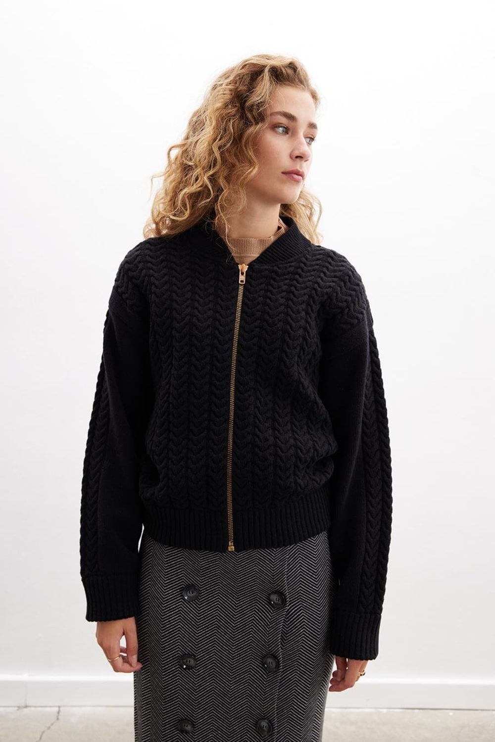 Peraluna-Styleboom X Dover Bomber Jacket Saç örgü Triko Bomber Kadın Triko Ceket-Ceket-9-milagron.live
