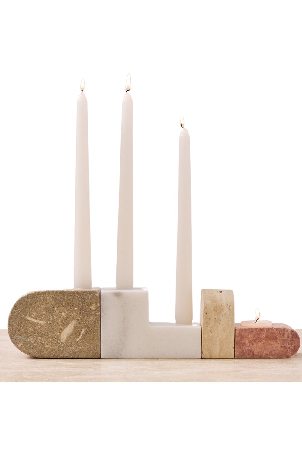 Pietra Collection-Candela Traverten&mermer Şamdan & Tealight Mumluk 4'lü-Kolonya-2-milagron.live