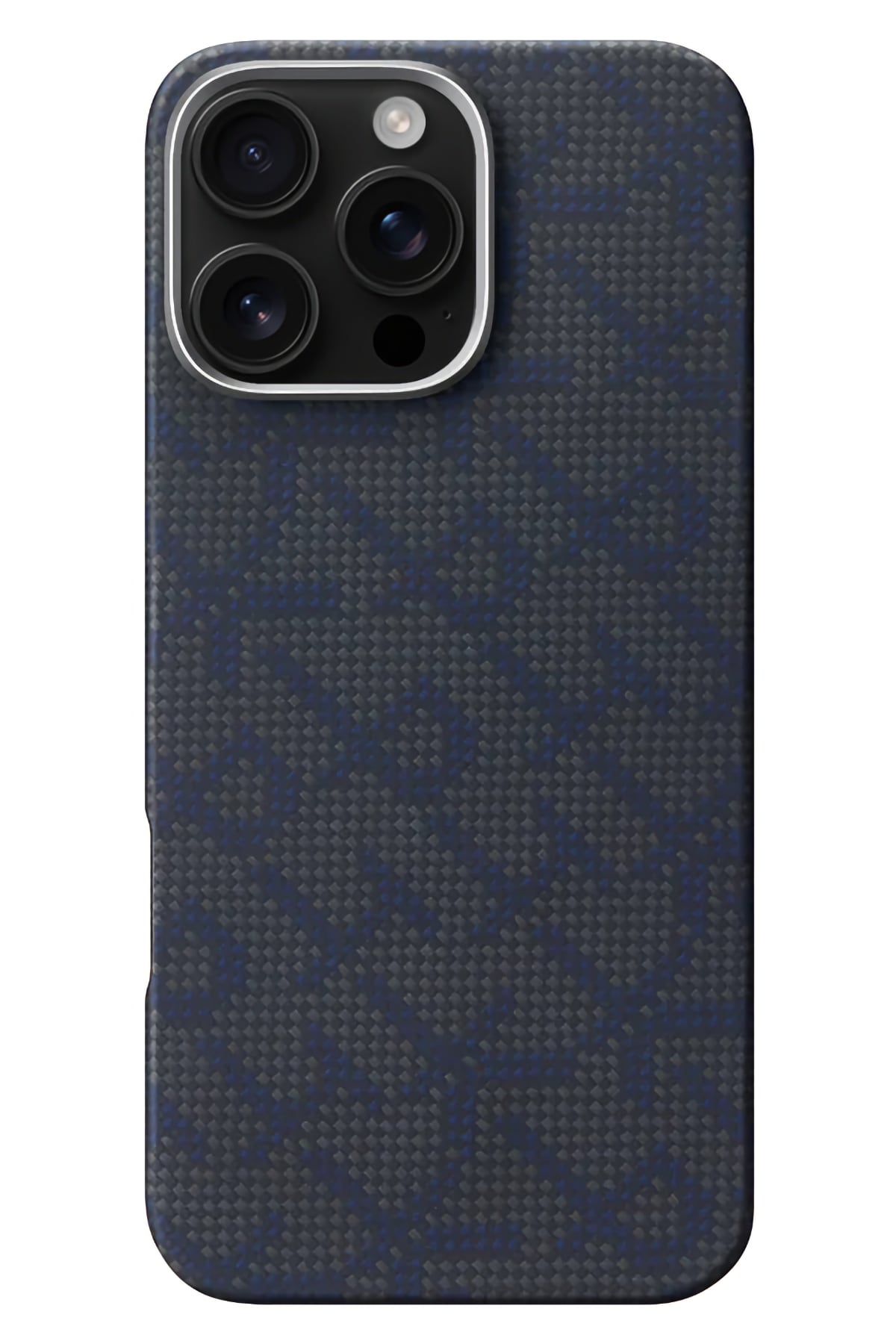 Monogram Iphone 16 Pro Magsafe Uyumlu Aramid Fiber Kılıf Mavi Siyah
