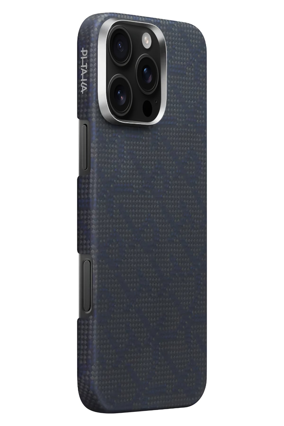 Monogram Iphone 16 Pro Magsafe Uyumlu Aramid Fiber Kılıf Mavi Siyah