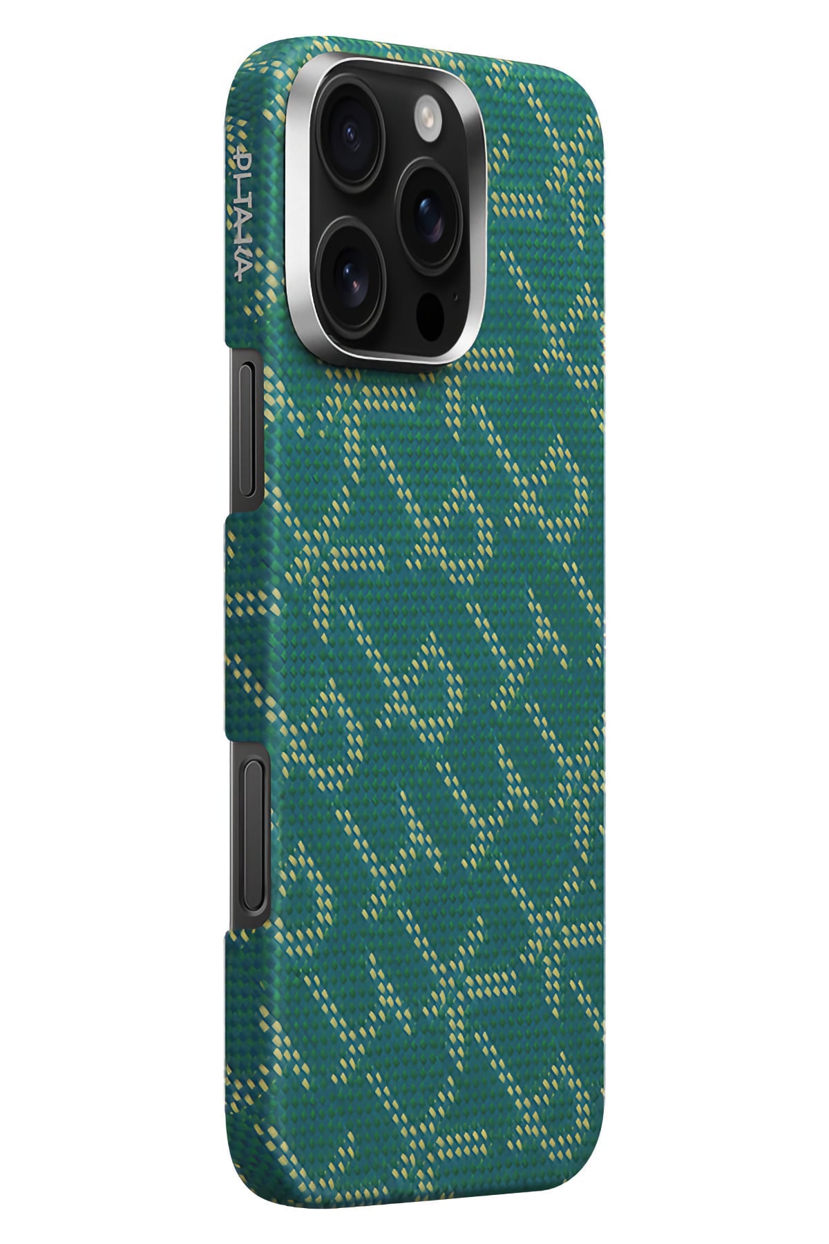 Monogram Iphone 16 Pro Magsafe Uyumlu Aramid Fiber Kılıf Yeşil