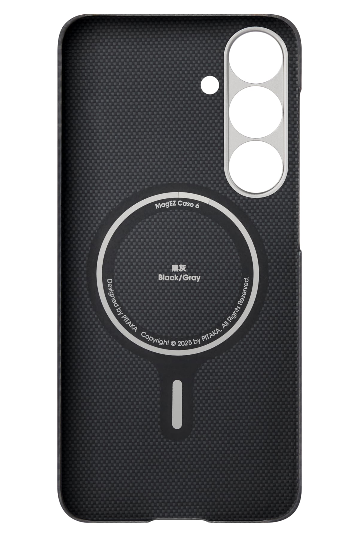Ultra Slim Galaxy S25 Plus Kılıf Magsafe Uyumlu 600D Aramid Fiber Black-Grey Twill