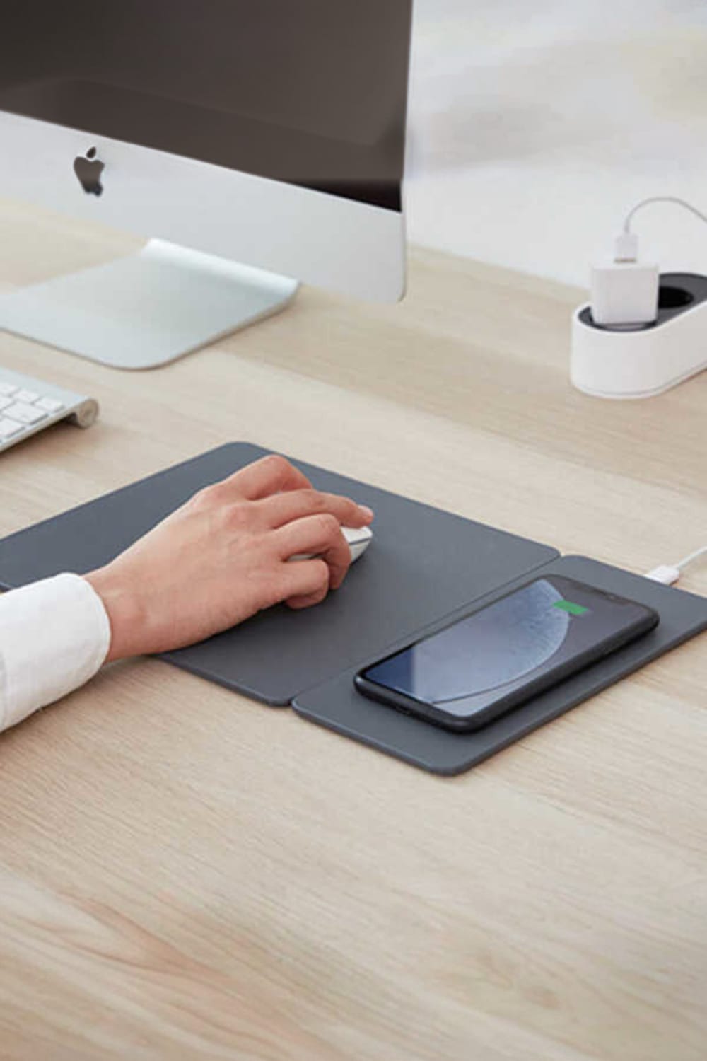 Pout-3 Split Dusty Gray Wireless Şarjlı Mouse Pad-Mouse Pad-2-milagron.live