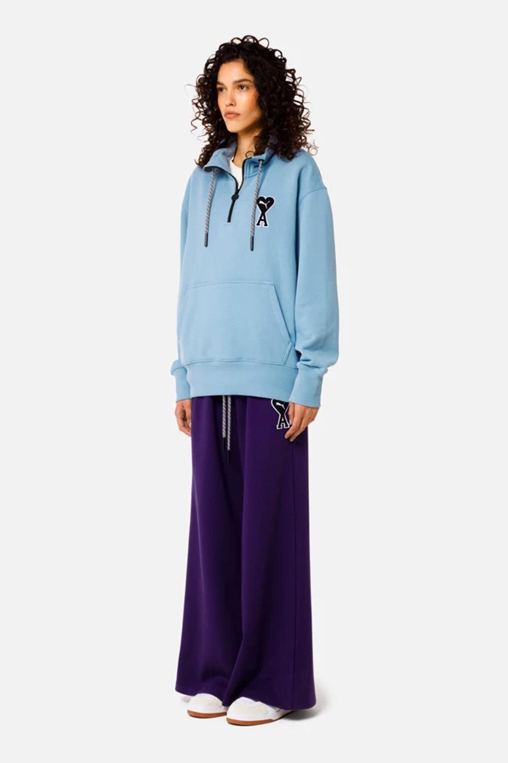 Puma-PUMA x AMI Half-Zip Sweatshirt Faded Denim-Sweatshirts & Hoodies-5-milagron.live