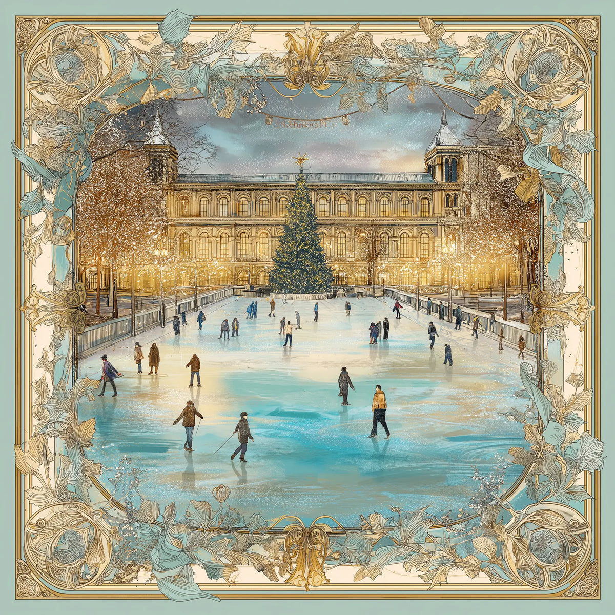 Pure Paris-Christmas Skating İpek Fular-Şal & Fular-1-milagron.live