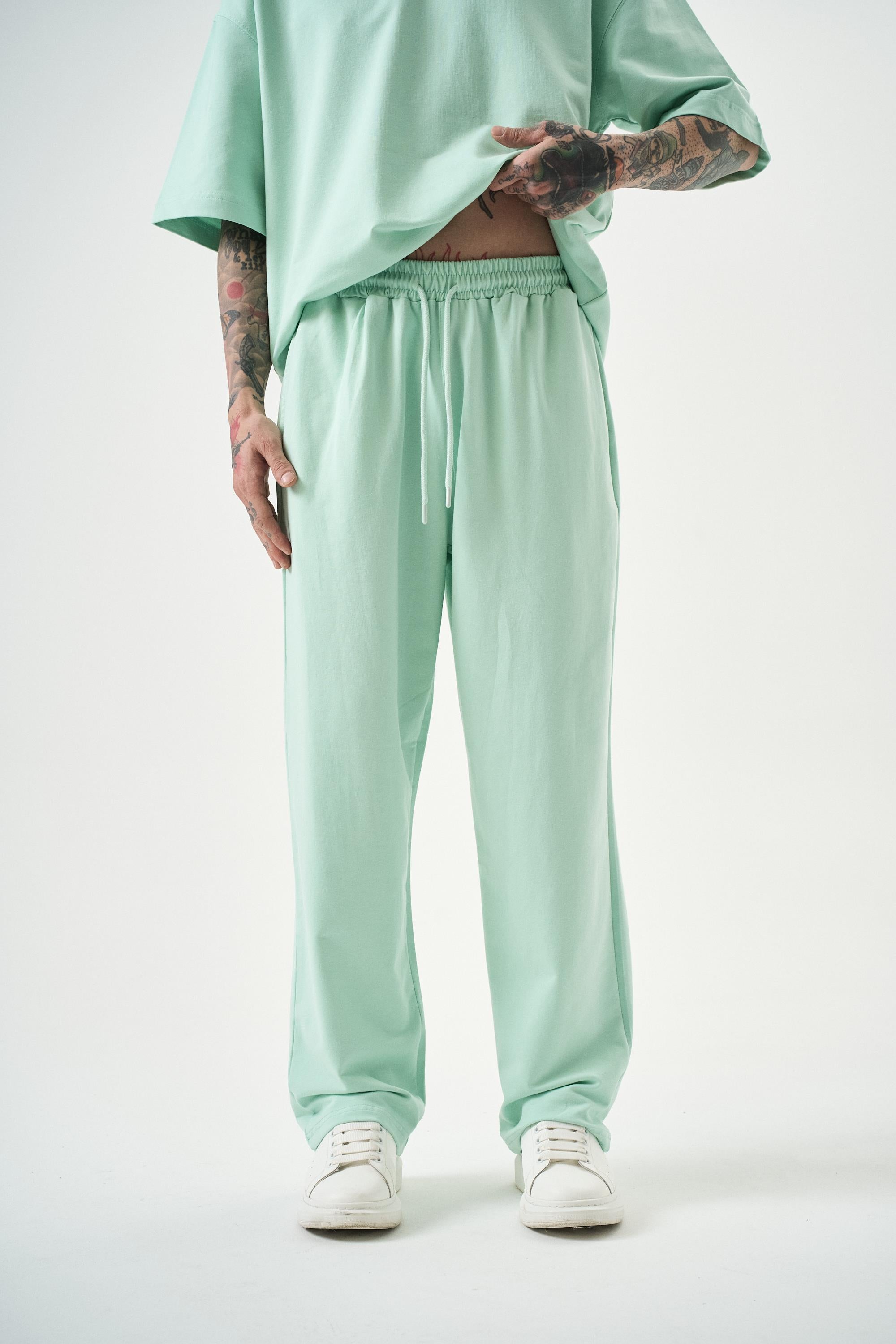 Erkek Basic Baggy Eşofman Altı Su Yeşili
