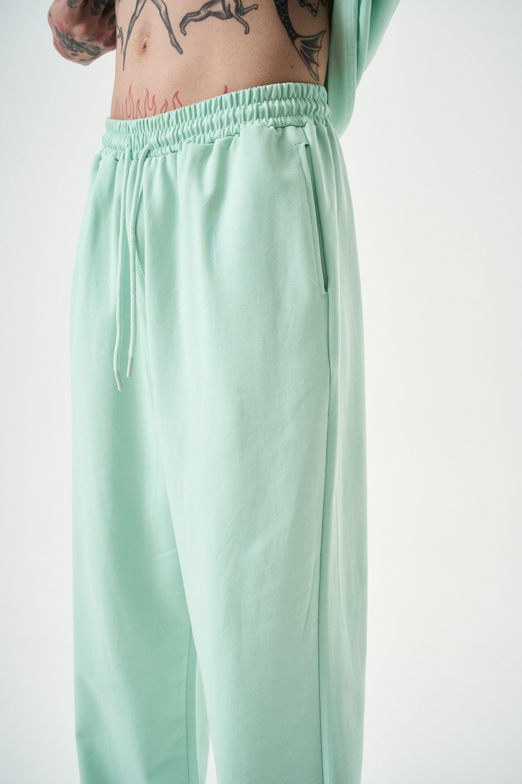 Erkek Basic Baggy Eşofman Altı Su Yeşili