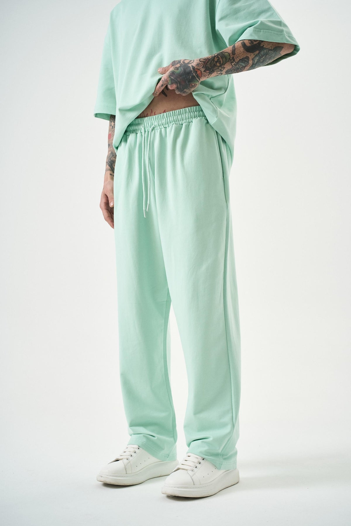 Erkek Basic Baggy Eşofman Altı Su Yeşili