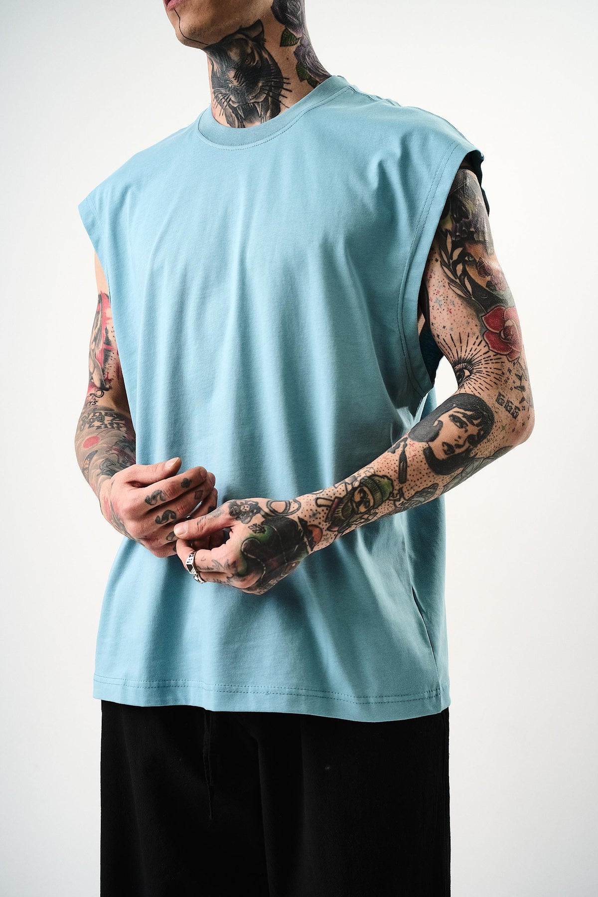 Erkek Basic Tank Top Atlet Bebe Mavi