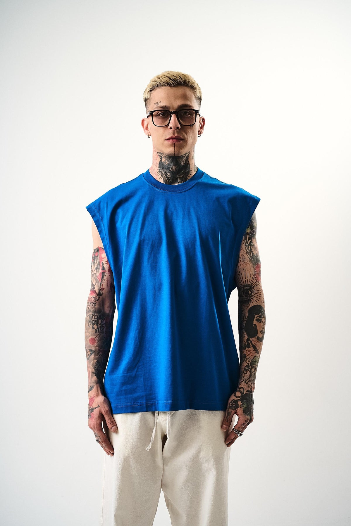 Erkek Basic Tank Top Atlet Mavi