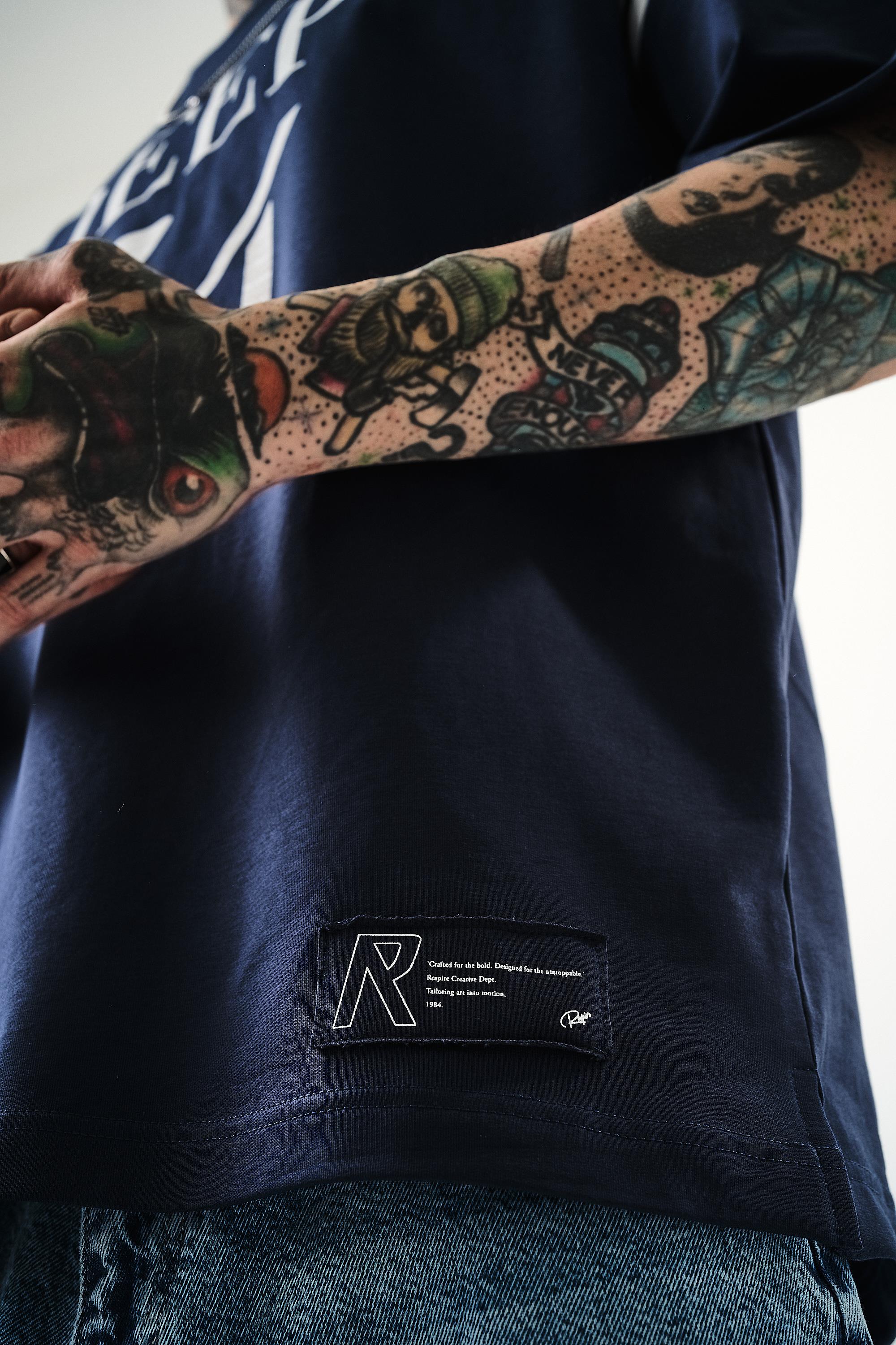 Erkek Deep 74 Baskılı Oversize T-Shirt İNdigo